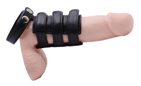 Leather Cock Ring with Penis Sheath- Smooth