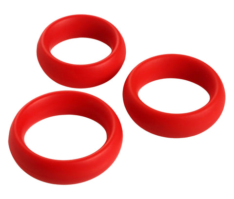 3 Piece Silicone Cock Ring Set - Black