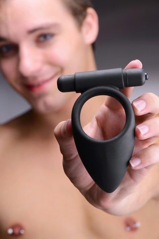 Vibro Silicone Cock Ring with Taint Teaser