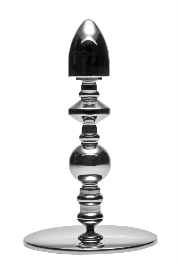 Mounted Stainless Steel Ridged Dildo